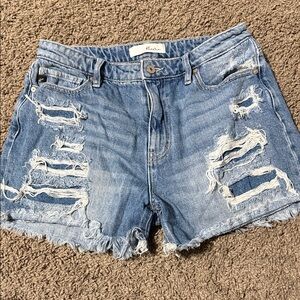KanCan Ripped Light Blue Jean Shorts